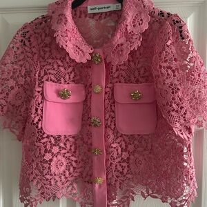 Self Portrait pink lace top size 38